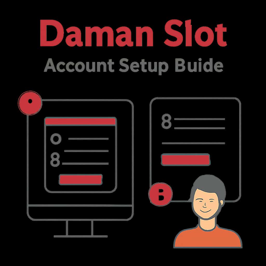 Illustration showing steps in the Daman Slot account setup.