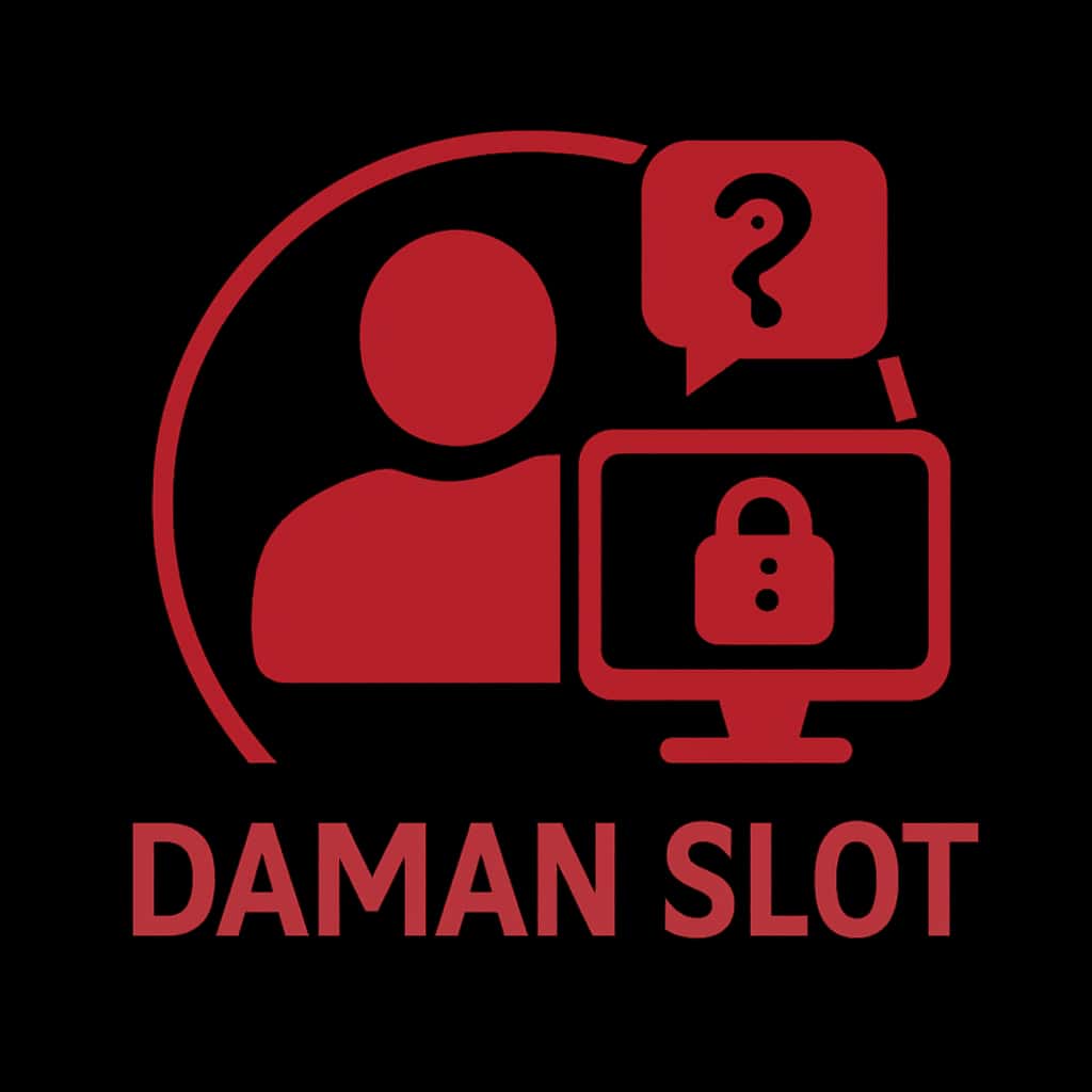 A badge representing troubleshooting login for Daman Slot.